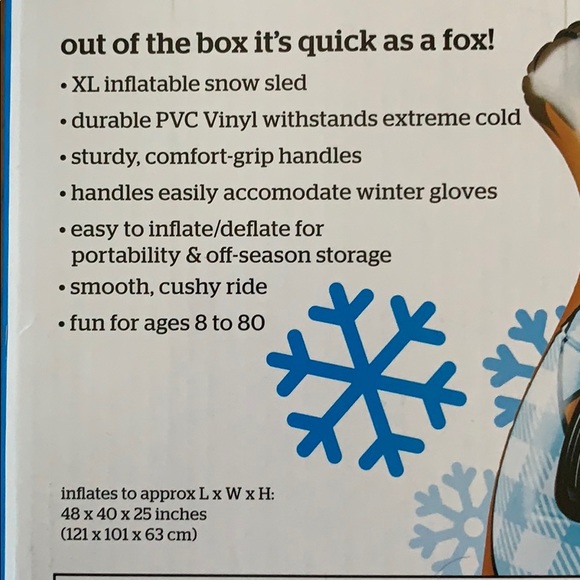 ❄️NEW IN BOX❄️BIG MOUTH Flyin’ FOX Snow Tube - Picture 9 of 14